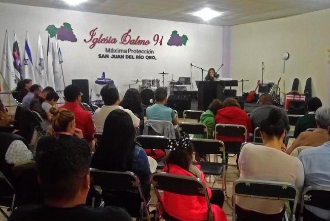 La sucursal sanjuanense de la Iglesia Salmo 91, de La Piedad, Michoacán, asegura en sus redes sociales que cuenta con una docena de templos en la región Bajío y Occidente del país. (Foto: Amílcar Salazar)