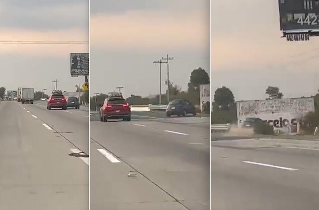 Camioneta saca del camino a un auto en la carretera 57