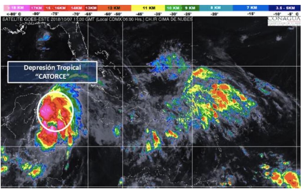 Depresión tropical 14 generará lluvias intensas en Quintana Roo