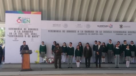 Entrega FDS obras de rehabilitación en escuela de Cadereyta