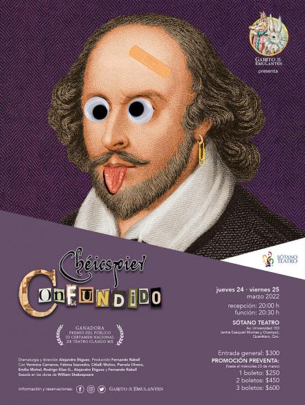 “Chéicspier Confundido”, esta noche en El Sótano