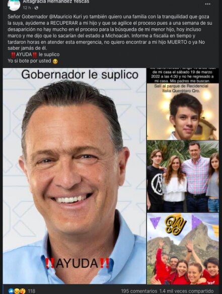 Denuncian la presunta desaparición de Alfredo; el adolescente fue visto por última vez en Querétaro 