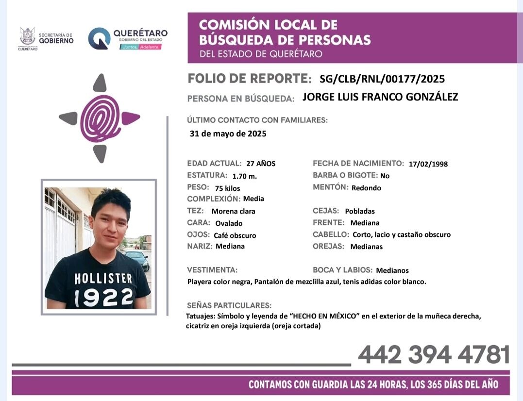 Foto: Facebook Comisión Local de Búsqueda de Personas del Estado de Querétaro