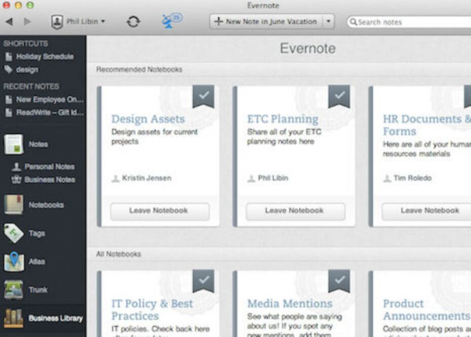Enlaza tus  notas de negocios