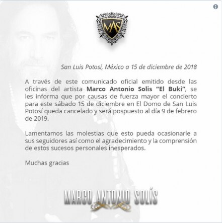 Marco Antonio Solís sufre accidente y se recupera en el hospital