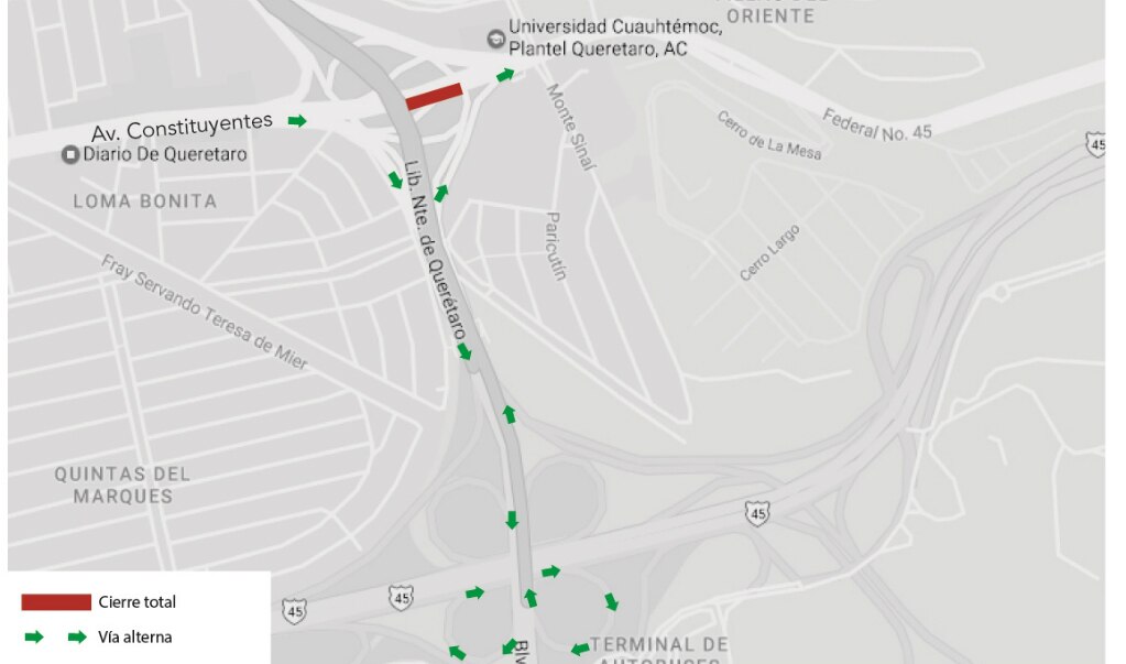 Anuncian cierres viales en avenida Constituyentes