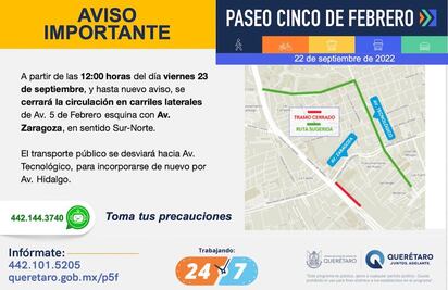 ¡Aguas! Ya está cerrado el cruce de Zaragoza y Avenida 5 de Febrero