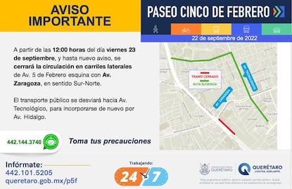 ¡Aguas! Ya está cerrado el cruce de Zaragoza y Avenida 5 de Febrero
