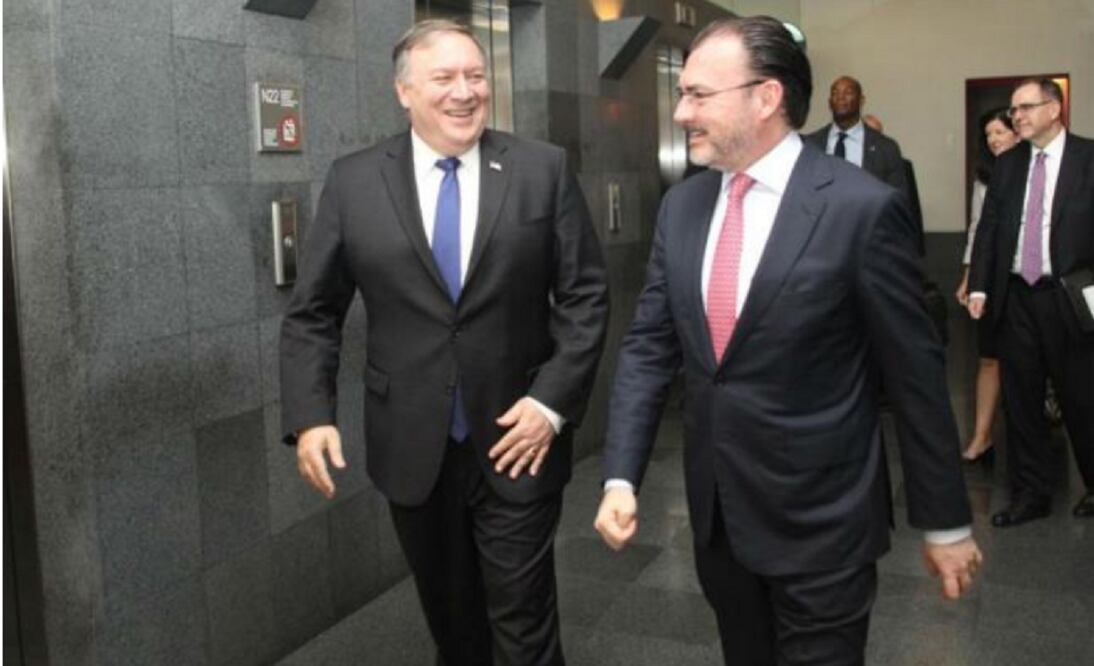 El secretario estadounidense, Mike Pompeo y Luis Videgaray. FOTO: @SRE_mx