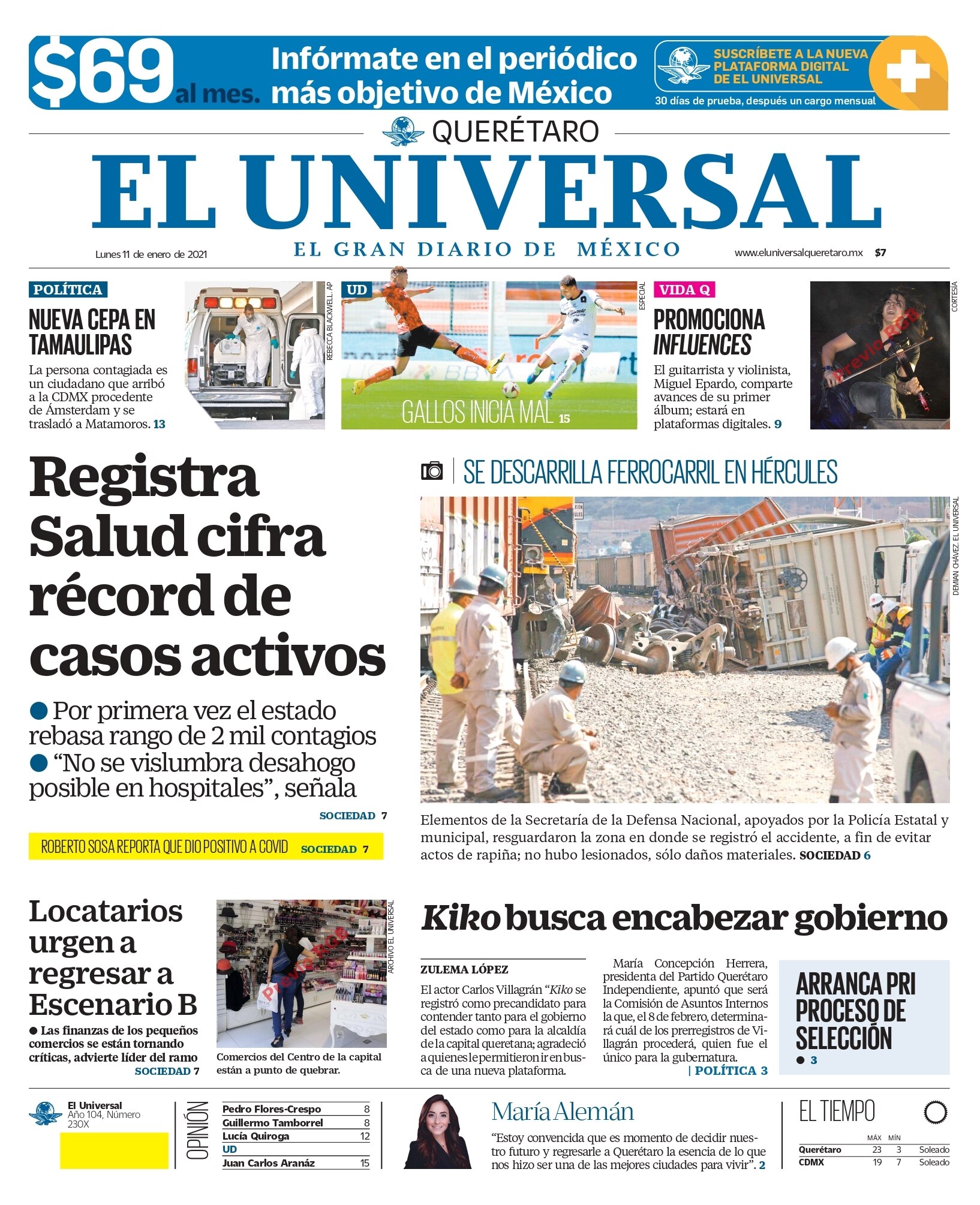 Portada 11 de enero de 2021