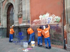 Avanzan tareas de limpieza en el Centro Histórico de Querétaro