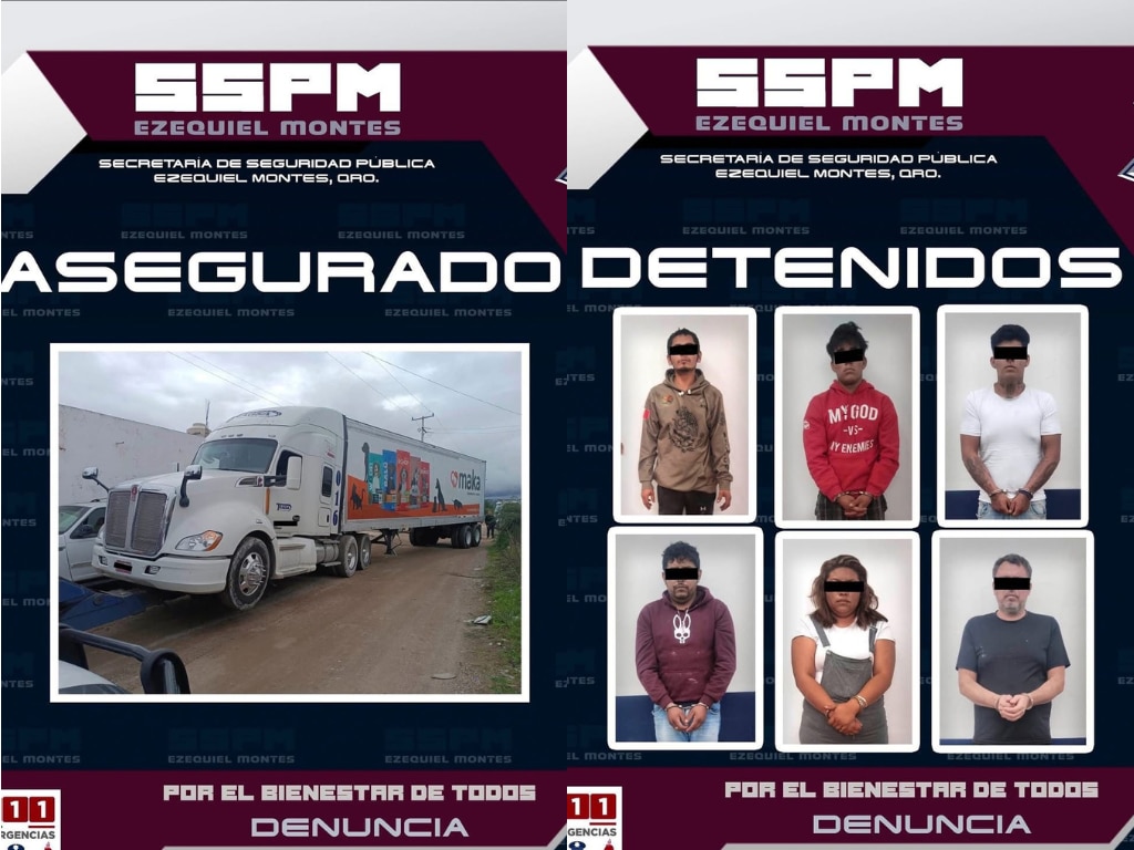 Desarticulan banda dedicada al robo de transporte de carga en Ezequiel Montes; hay seis personas detenidas
