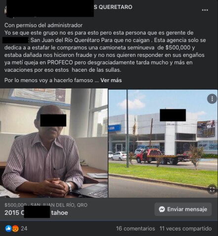 Denuncian presunta estafa en agencia de autos en San Juan del Río 
