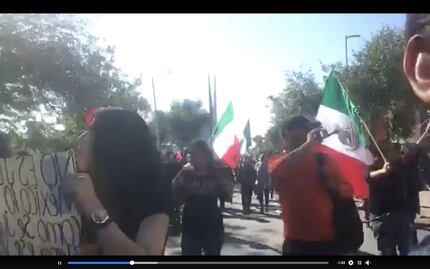 Protesta a favor y en contra de migrantes