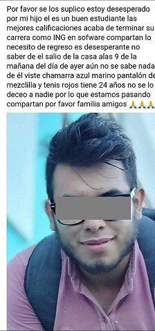 Localizan sin vida a Héctor Israel "N"; era buscado por su familia 
