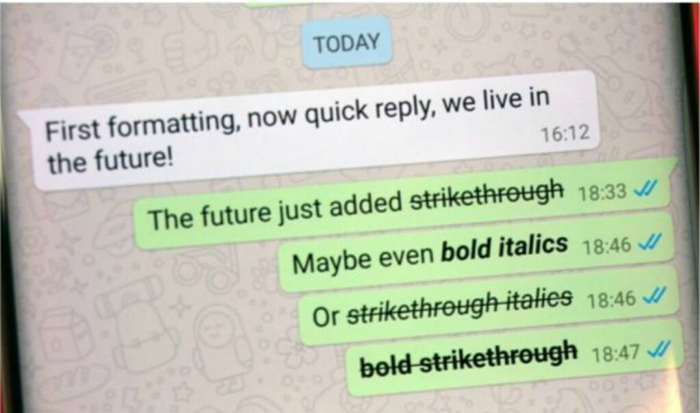Negritas, cursivas y texto tachado llegan sin códigos a WhastApp