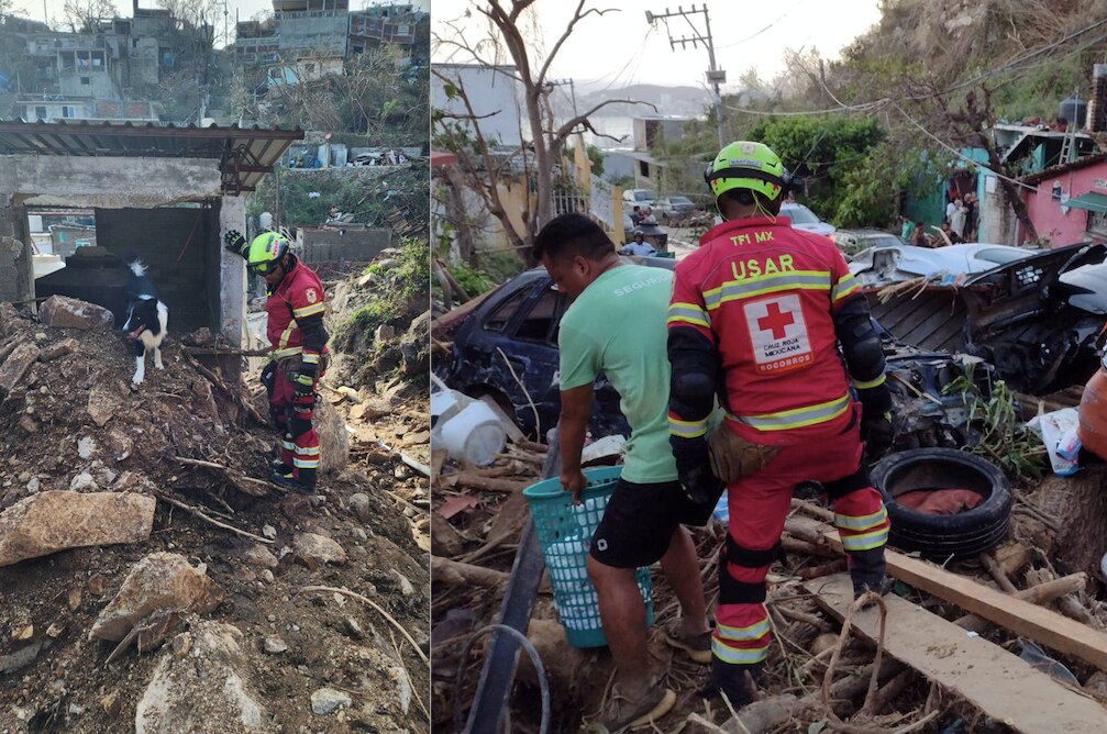 Orly y Edgar Martínez, rescatistas queretanos, están en Acapulco, tras huracán Otis