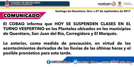 Cobaq suspende clases esta tarde