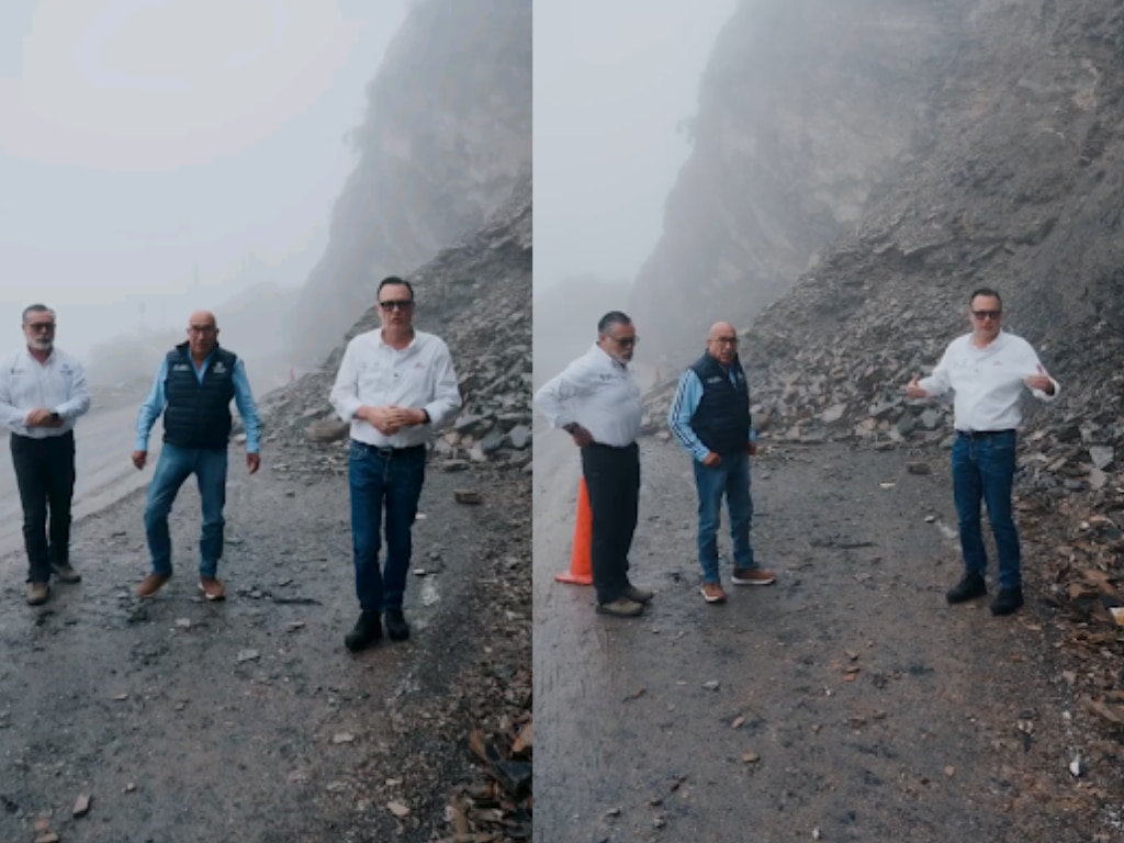 Mauricio Kuri supervisa la reapertura de caminos afectados por las lluvias en la Sierra Gorda de Querétaro. FOTO: CAPTURA DE PANTALLA