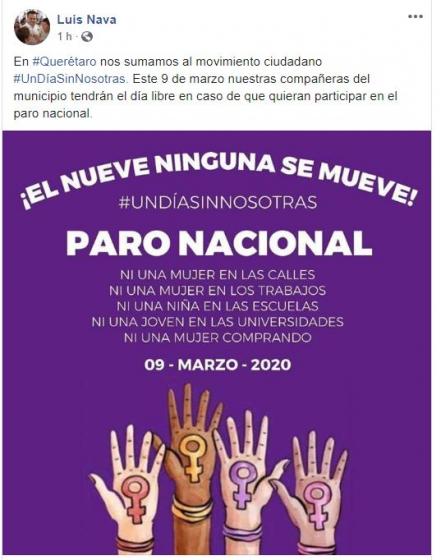 Municipio de Querétaro se suma a #UnDíaSinNosotras
