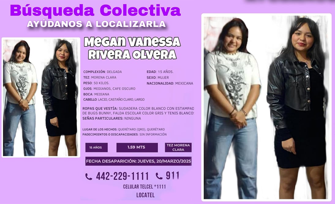 Megan Vanessa fue vista por última vez el 20 de marzo en Querétaro. Foto: Tomada de Facebook