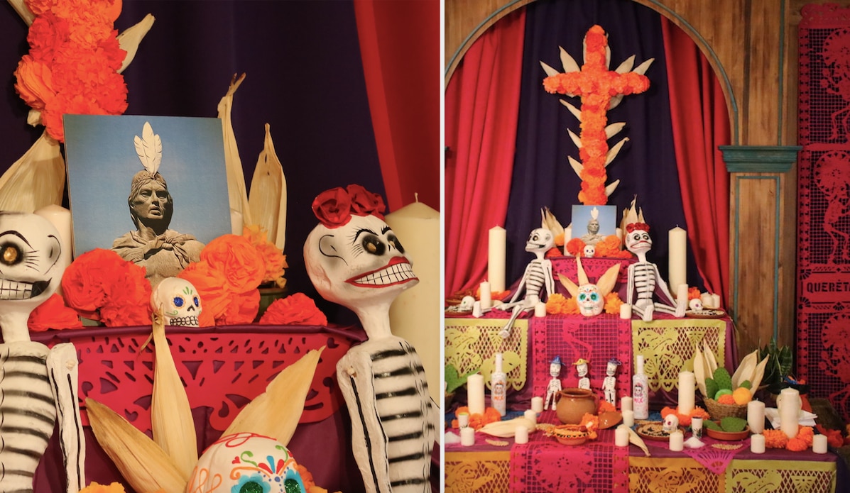 Montan altar de muertos dedicado Conin, el fundador de Querétaro, en Madrid, España
