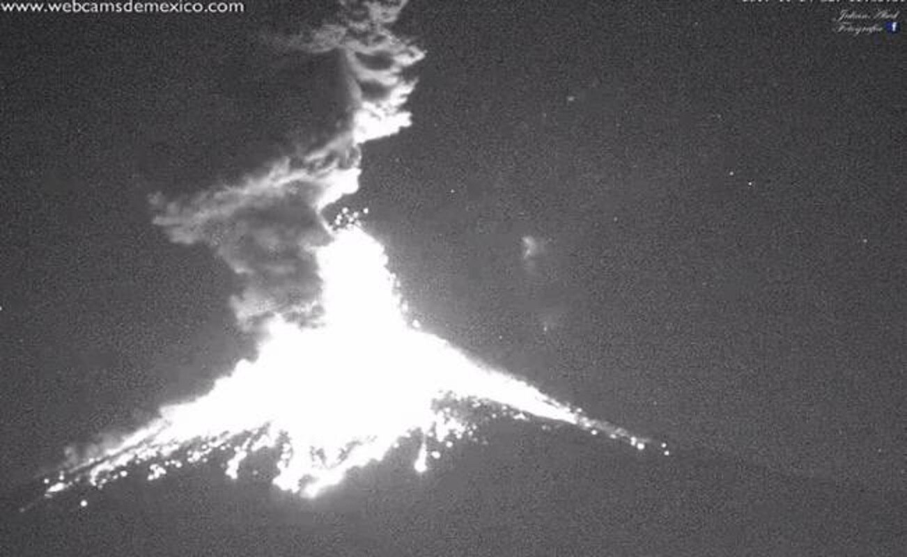 Cenapred registra explosión del Popo esta tarde