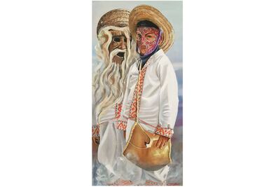 Pintura inspirada en máscaras de Xita Corpus