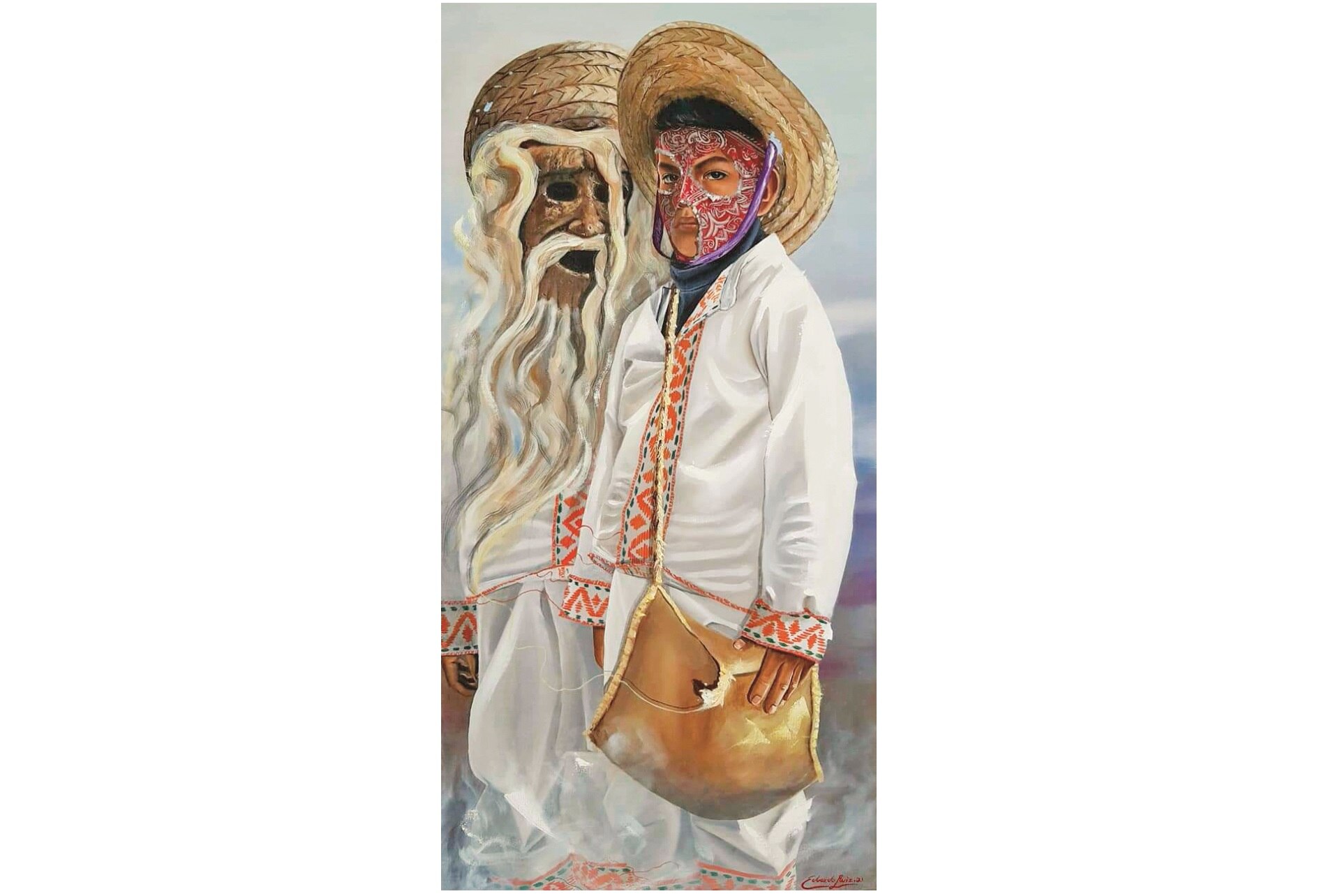 Pintura inspirada en máscaras de Xita Corpus