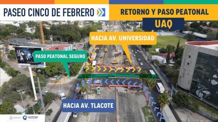 Habilitan retornos en Avenida 5 de Febrero; el objetivo es agilizar el tránsito 