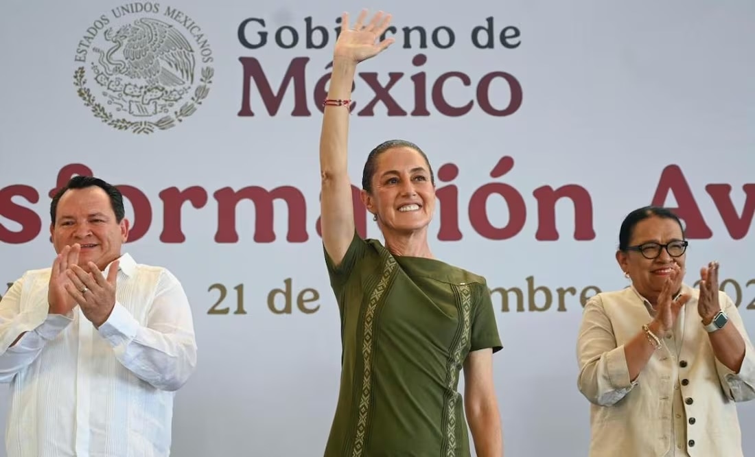 Claudia Sheinbaum en su visita a Mérida, Yucatán, este domingo 21 de septiembre de 2025. Foto: Presidencia
