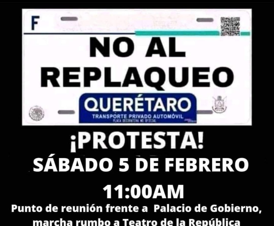 Convocan a otra marcha contra el reemplacamiento en Querétaro