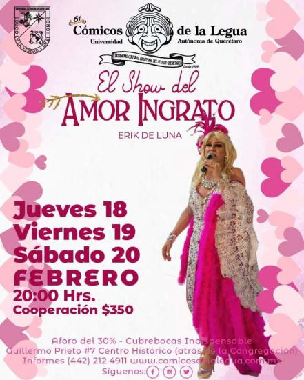 Erik de Luna anuncia funciones de “Amor ingrato” en Cómicos