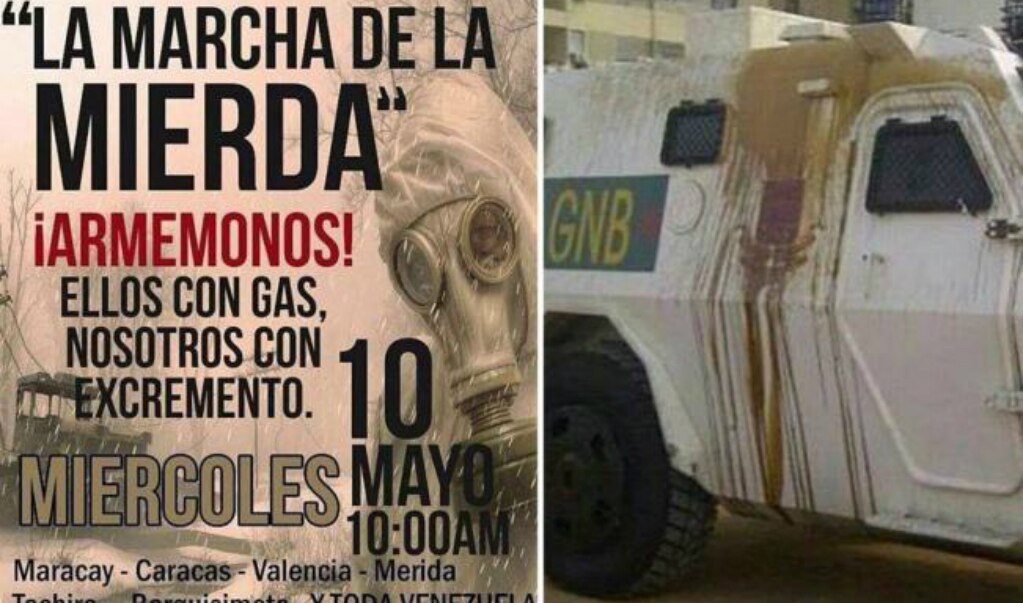 Venezolanos usan excremento contra policía; convocan a "Marcha de la Mierda"