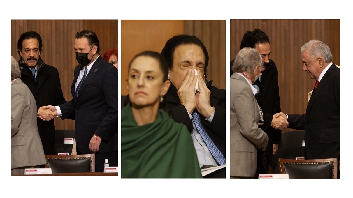 Gobernador de Hidalgo acude con síntomas de resfriado al Teatro de la República en Querétaro