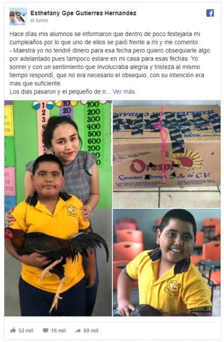 "¡Maestra, le traje una sorpresa!"