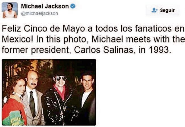 Jackson se reunió con el entonces presidente, Carlos Salinas de Gortari. (TWITTER)