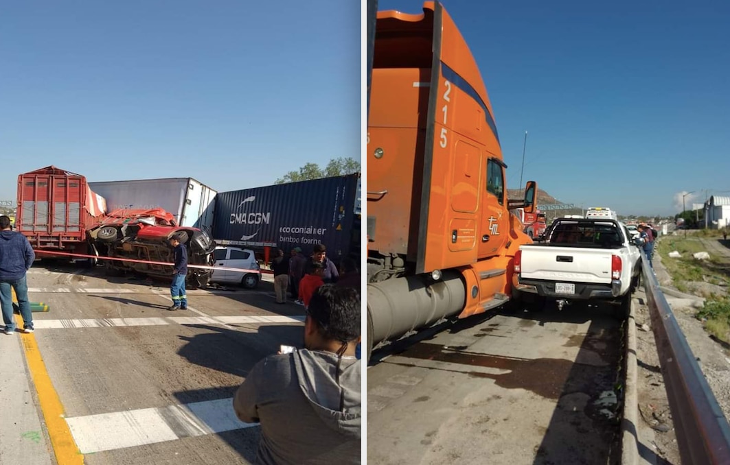 Otra carambola en la carretera 57, a la altura de San Juan del Río