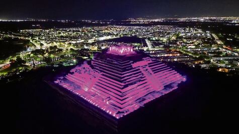 En Querétaro, Pirámide de El Cerrito se “pinta” de rosa