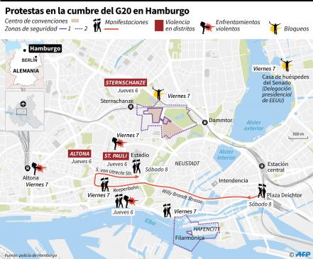 Tras días de ira, protesta pacífica contra G20 en Hamburgo
