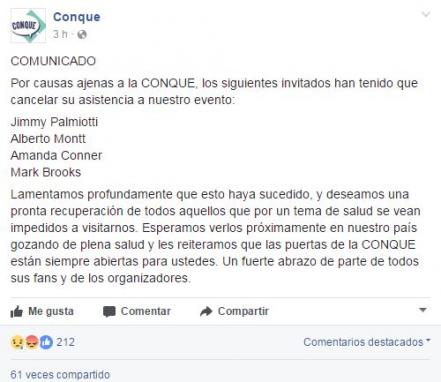 Conque anuncia algunas cancelaciones 