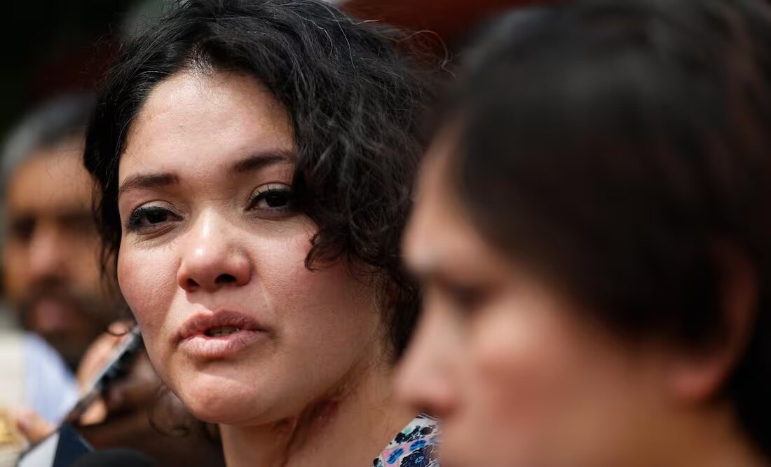 Mensaje a medios de comunicación encabezado por la mamá de María José, Cassandra Ruiz, que también fue victima del feminicida de Iztacalco. Foto: Diego Simón/ EL UNIVERSAL