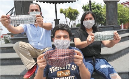 Hacen cubrebocas con tejido de rebozos