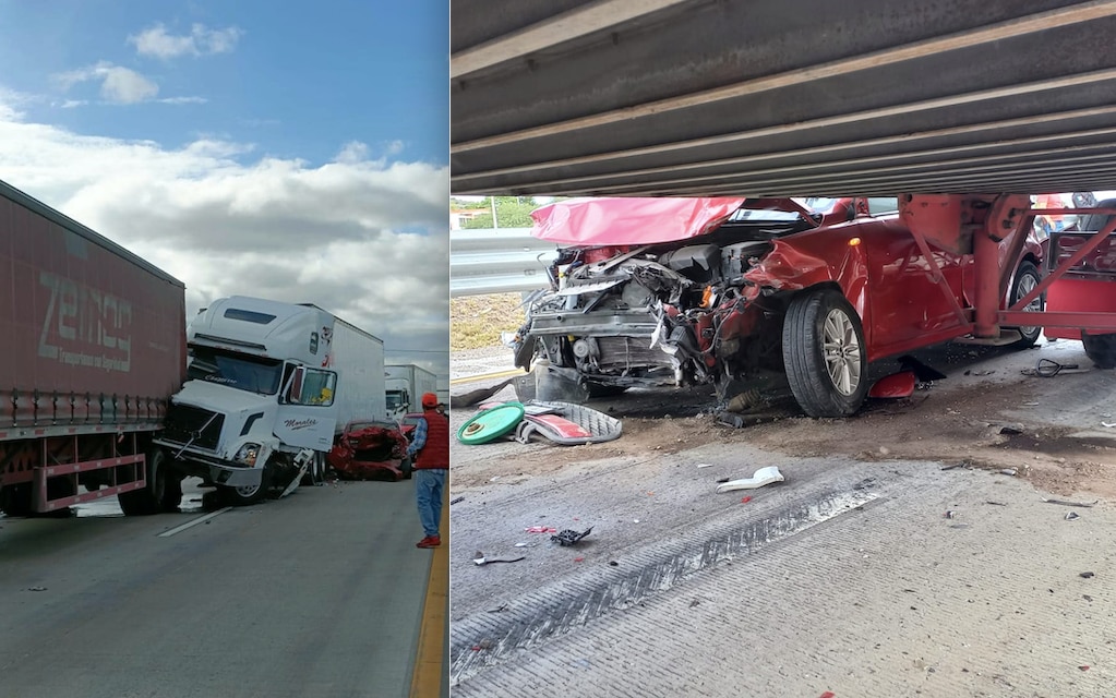 Otra carambola en la carretera 57; vehículo quedó debajo de un tráiler
