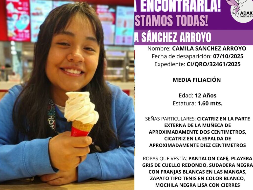 Buscan a Camila Sánchez, menor desaparecida desde el 7 de octubre en Querétaro