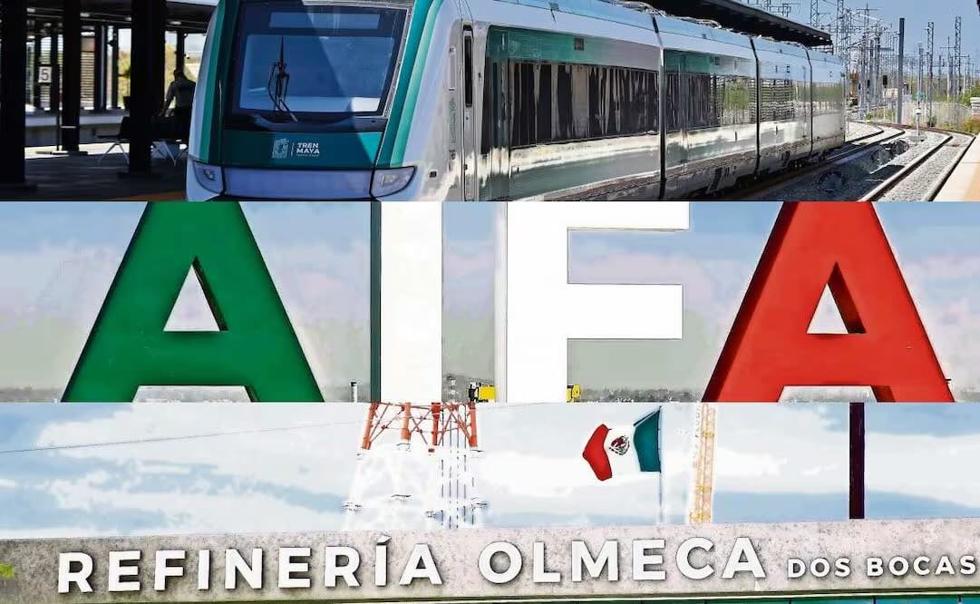 Tren Maya, Aeropuerto Internacional Felipe Ángeles (AIFA) y Refinería Olmeca Dos Bocas. Fotos: Archivo / EL UNIVERSAL