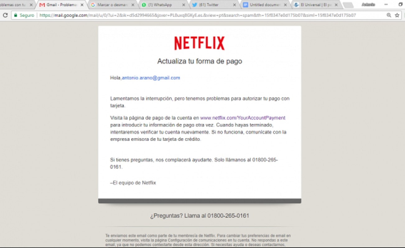 Circula correo falso de Netflix que puede estafarte