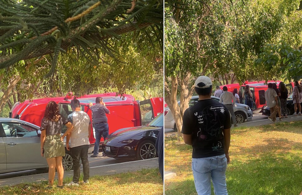 Auto se vuelca en el circuito del campus Cerro de las Campanas de la UAQ