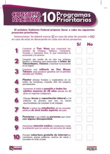 Dan a conocer boleta para consulta de Tren Maya y otros 9 programas