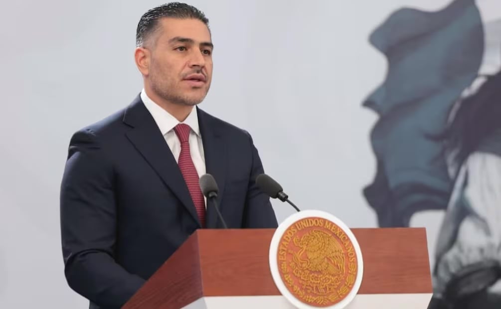 Secretario de Seguridad, Omar García Harfuch, durante la conferencia de prensa de la presidenta Claudia Sheinbaum en Jalisco (06/03/2026). Foto: Presidencia